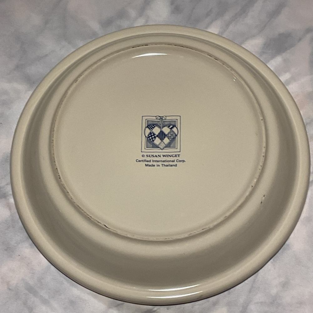 Vtg Susan Winget Strawberry Hearts Ceramic Pie Dish 10.75‎ Cottage Country Style - Picture 6 of 7